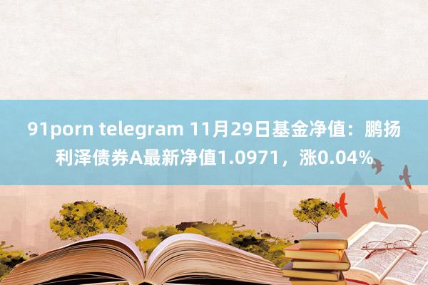91porn telegram 11月29日基金净值：鹏扬利泽债券A最新净值1.0971，涨0.04%