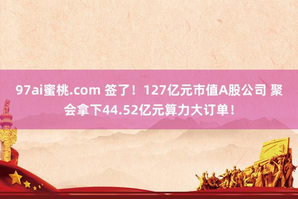 97ai蜜桃.com 签了！127亿元市值A股公司 聚会拿下44.52亿元算力大订单！