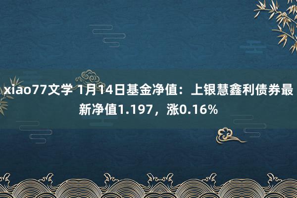 xiao77文学 1月14日基金净值：上银慧鑫利债券最新净值1.197，涨0.16%