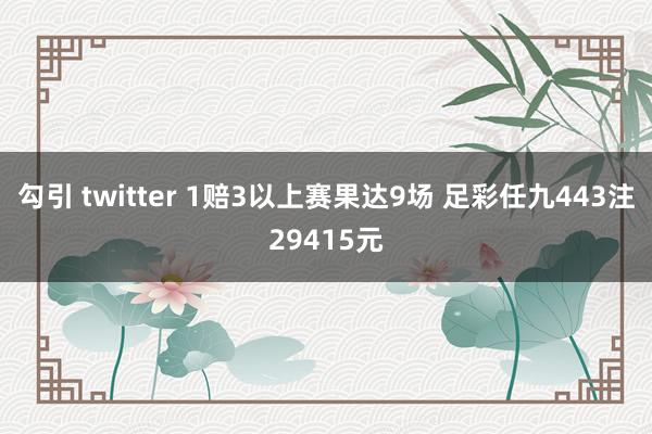 勾引 twitter 1赔3以上赛果达9场 足彩任九443注29415元