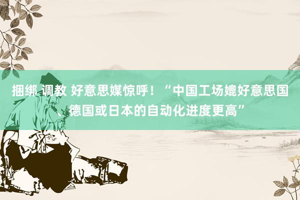 捆绑 调教 好意思媒惊呼！“中国工场媲好意思国、德国或日本的自动化进度更高”